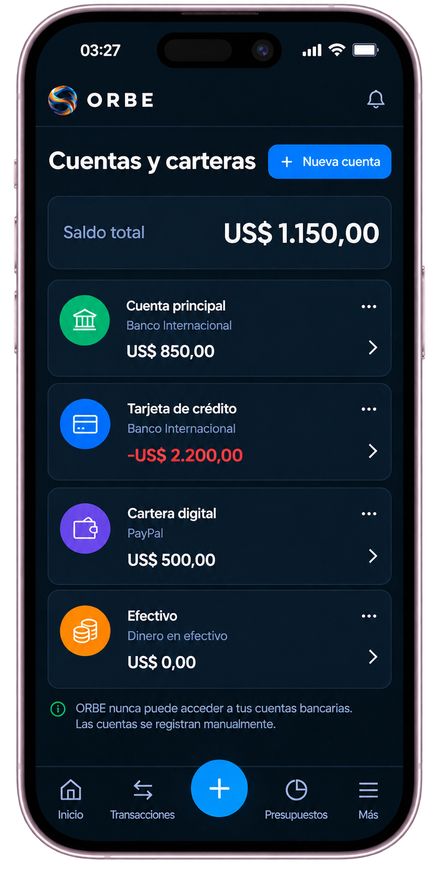 ORBE FINANCE · Cuentas y carteras